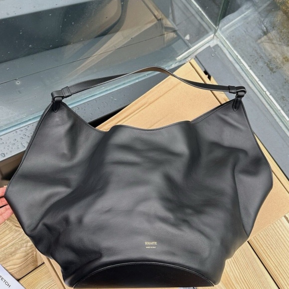 ** KHAITE ** Lotus Medium Soft Leather Tote Bag in Black - Picture 5 of 5